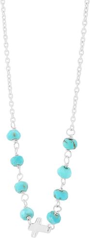 Silpada 'Steady Guide' Sterling Silver Teal Turquoise Cross Necklace, 16" + 2" in Saudi Arabia