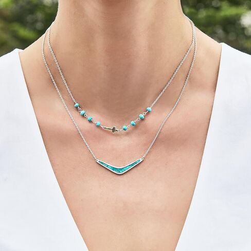 Silpada 'Steady Guide' Sterling Silver Teal Turquoise Cross Necklace, 16" + 2" in Saudi Arabia