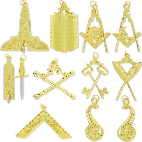 مجموعة مجوهرات ذات ياقة ممتازة من SialkotCrafts Masonic Lodge مكونة من 12 قطعة للأخوة - الشعارات الرسمية لأعضاء النزل in Kuwait