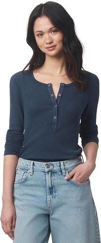 Splendid Women's Thermal Forever Henley, Ice Navy, Medium in Saudi Arabia