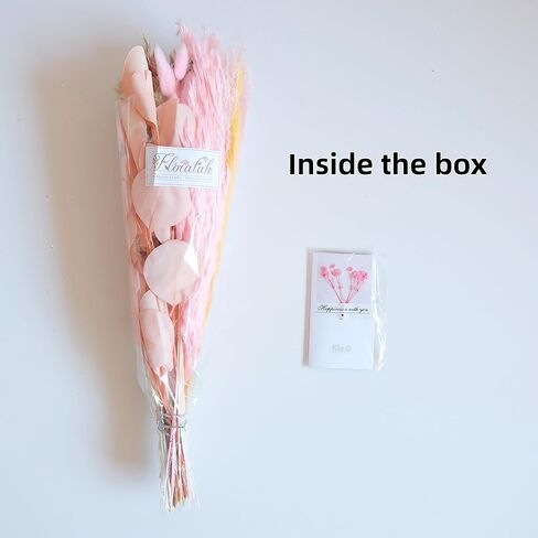 Pastel Dream Dried Flower Bouquet (No Vase) | 17'' Mini Floral Arrangement with Pink Pampas, Bunny Tail, Reed Grass & More Natural Dried Flowers – Home Wedding Decor Centerpiece in Saudi Arabia