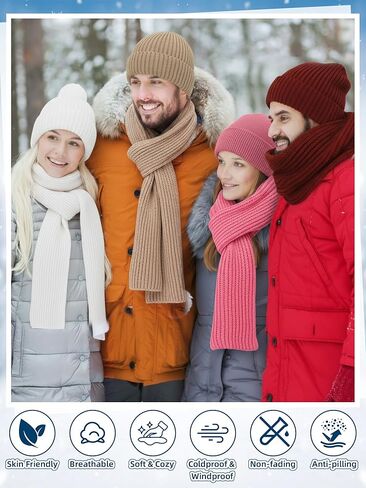 JaGely Winter Beanie Hat Scarf Set Thermal Knitted Beanie Hats Warm Scarves Bulk for Women Men Unisex Homeless Donation in Saudi Arabia