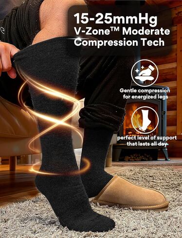 Alpaca Wool Heavyweight 15-25 mmHg Knee High Compression ​Support Socks Thick Winter Thermal Warm Soft Travel Flying in Kuwait