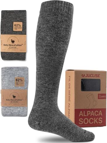 Alpaca Wool Heavyweight 15-25 mmHg Knee High Compression ​Support Socks Thick Winter Thermal Warm Soft Travel Flying in Kuwait
