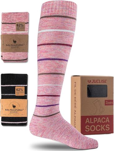 Alpaca Wool Heavyweight 15-25 mmHg Knee High Compression ​Support Socks Thick Winter Thermal Warm Soft Travel Flying in Kuwait