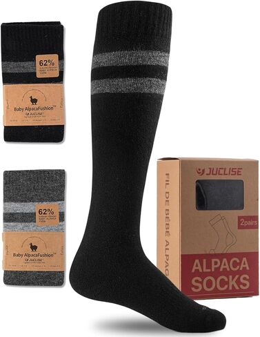Alpaca Wool Heavyweight 15-25 mmHg Knee High Compression ​Support Socks Thick Winter Thermal Warm Soft Travel Flying in Kuwait