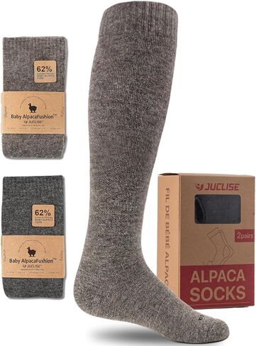 Alpaca Wool Heavyweight 15-25 mmHg Knee High Compression ​Support Socks Thick Winter Thermal Warm Soft Travel Flying in Kuwait