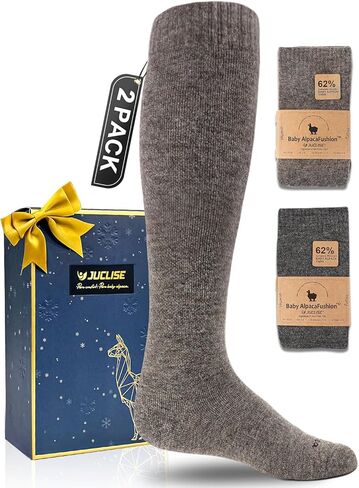 Alpaca Wool Heavyweight 15-25 mmHg Knee High Compression ​Support Socks Thick Winter Thermal Warm Soft Travel Flying in Kuwait