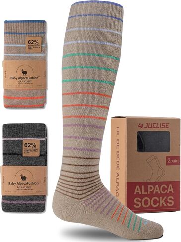 Alpaca Wool Heavyweight 15-25 mmHg Knee High Compression ​Support Socks Thick Winter Thermal Warm Soft Travel Flying in Kuwait