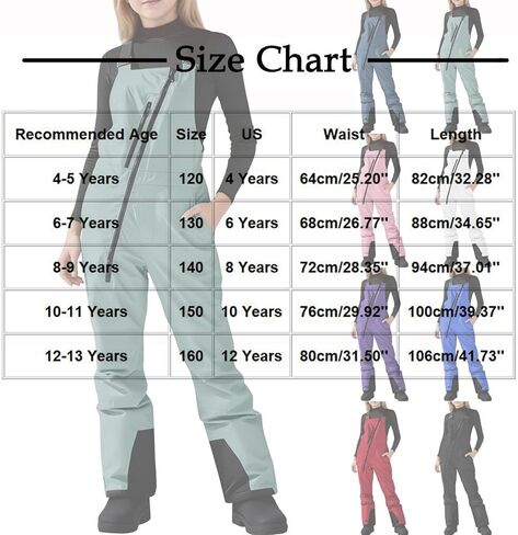 Youth Snow Pants Adjustable Strap Ski Bibs Girls Boys Waterproof Windproof Snowboard Overalls Kid Trendy Zipper Skiing Romper in Saudi Arabia