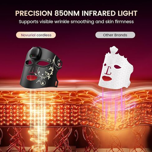 Red Light Therapy for Face, 850nm Infrared LED Face Mask Light Therapy with 280 LEDs, Cordless Red Light Therapy Device with 5 & 10 Min Timer, FDA Cleared Light Therapy Mask in Saudi Arabia