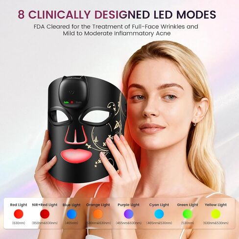 Red Light Therapy for Face, 850nm Infrared LED Face Mask Light Therapy with 280 LEDs, Cordless Red Light Therapy Device with 5 & 10 Min Timer, FDA Cleared Light Therapy Mask in Saudi Arabia