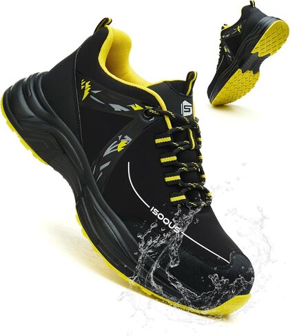 ISOOUS Steel Toe Shoes for Women Men Wide Waterproof Non Slip Work Sneakers Lightweight Breathable Safety Tennis Shoes Comfortable Construction Work Safety Puncture Proof Indestructible Work Shoes in Saudi Arabia