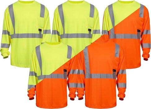 تي شيرت OrangeGear® Class 3 طويل الأكمام عالي الوضوح وعاكس للرطوبة (5 عبوات) in Kuwait