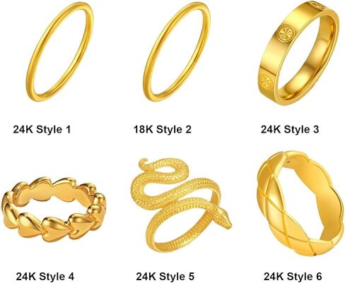 24K 999 Pure Gold Ring for Women, Minimalist Original Gold Engagement Ring Wedding Band for Anniversary Birthday Valentine's Gift in Saudi Arabia