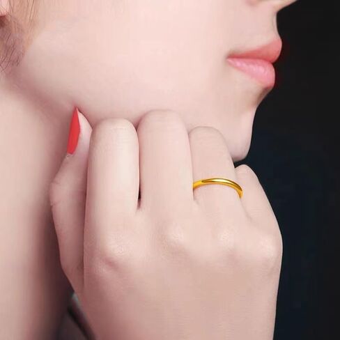 24K 999 Pure Gold Ring for Women, Minimalist Original Gold Engagement Ring Wedding Band for Anniversary Birthday Valentine's Gift in Saudi Arabia