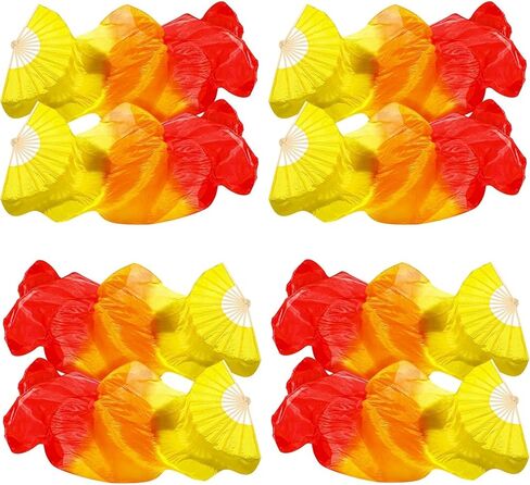 4 Pairs 5.91 FT / 1.8M Belly Dance Fans, Long Faux Silk Bamboo Veil Fans for Dancing with Gradient Colors, Left & Right Hand Fan Veils for Women Line Dancing & Performance in Kuwait