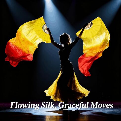 4 Pairs 5.91 FT / 1.8M Belly Dance Fans, Long Faux Silk Bamboo Veil Fans for Dancing with Gradient Colors, Left & Right Hand Fan Veils for Women Line Dancing & Performance in Kuwait