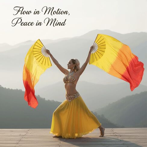 4 Pairs 5.91 FT / 1.8M Belly Dance Fans, Long Faux Silk Bamboo Veil Fans for Dancing with Gradient Colors, Left & Right Hand Fan Veils for Women Line Dancing & Performance in Kuwait