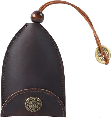 Key and Coin Holder Genuine Leather Key Holder Case Vintage Leather Car Key Bag Keychain Case Key Fob Organizer With Key Ring, Keys Protective Cover Keys with Zipper Coin Pocket(Black) in Saudi Arabia