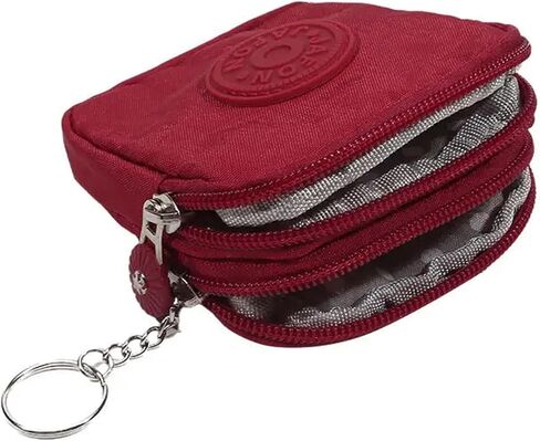 Wear-resistant Wallet Money Bag for Child Canvas Money Coin Purse Durable Waterproof with Key Ring Credit Card Holder Red in Saudi Arabia