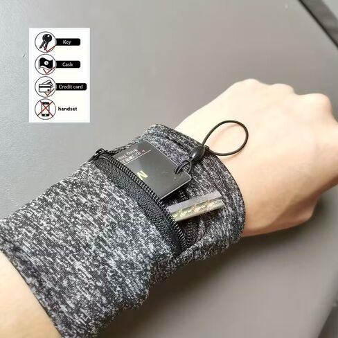 Unisex Wrist Wallet Bag with Zipper Closure, Adjustable Strap, and Multiple Card Slots for Gym, Running, Cycling, Travel - Durable Polyester Design for Secure Storage in Saudi Arabia