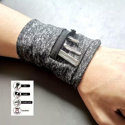 Unisex Wrist Wallet Bag with Zipper Closure, Adjustable Strap, and Multiple Card Slots for Gym, Running, Cycling, Travel - Durable Polyester Design for Secure Storage in Saudi Arabia