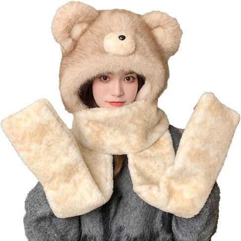 Plush Winter Hats for Women Warm Cute Animal Thick Hat Trapper Cap Faux Fur Ear Protecting Caps for Outdoor Travel 2025 in Kuwait