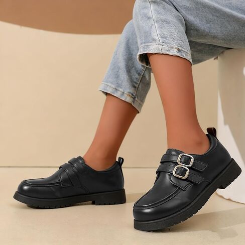 Girls School Uniform Dress Shoes Party Wedding Chunky Sole Straps Oxfords Kids Cute Mary Jane Leather Shoes in Saudi Arabia