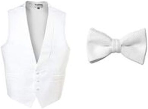 White Pique Full Back Tuxedo Vest with Matching (self tie) Bow Tie in Saudi Arabia