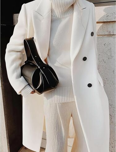 Kinghua Wool Coats for Women Fall Winter Dress Pea Coat Double Breasted Jackets Long Trench Coat Peacoat in Saudi Arabia