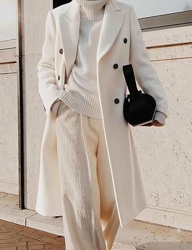 Kinghua Wool Coats for Women Fall Winter Dress Pea Coat Double Breasted Jackets Long Trench Coat Peacoat in Saudi Arabia