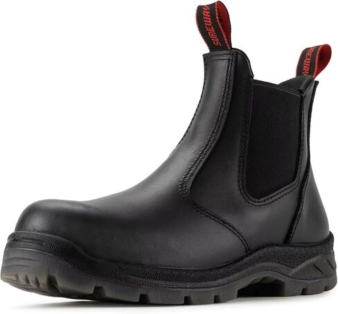 SUREWAY Men's Slip-On Work Boots for Men,Full Grain Leather,Anti-Static,Water/Slip Resistant,Fire Station Mechanic Industrial Construction Safety Boots/Shoes for Men in Saudi Arabia