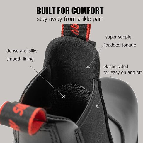 SUREWAY Men's Slip-On Work Boots for Men,Full Grain Leather,Anti-Static,Water/Slip Resistant,Fire Station Mechanic Industrial Construction Safety Boots/Shoes for Men in Saudi Arabia