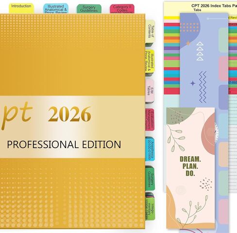 Index Tabs for CPT 2024 Professional Edition, 60 CPT Book Tabs, Laminated, Color-Coded & Long-Last, with Page Numbers and Alignment Guide & Inspirational Bookmark (Book not Included) in Kuwait