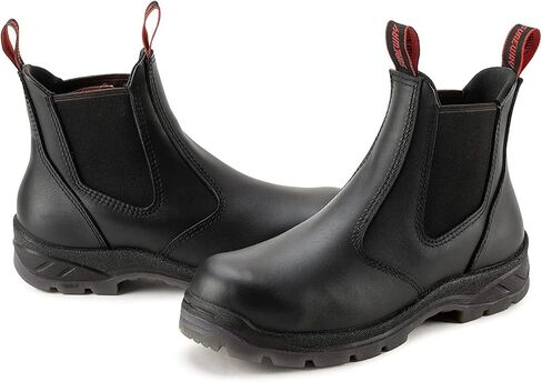 SUREWAY Men's Slip-On Work Boots for Men,Full Grain Leather,Anti-Static,Water/Slip Resistant,Fire Station Mechanic Industrial Construction Safety Boots/Shoes for Men in Saudi Arabia