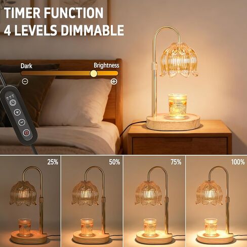 Flower Candle Warmer lamp with Timer Dimmer,Adjustable Height Candle Warmer,Fits All Jar Scented Candles,Christmas Gifts for Mom Women,Candle Lamp for Bedroom Home Decor,Flower Amber in Saudi Arabia
