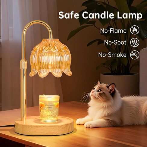 Flower Candle Warmer lamp with Timer Dimmer,Adjustable Height Candle Warmer,Fits All Jar Scented Candles,Christmas Gifts for Mom Women,Candle Lamp for Bedroom Home Decor,Flower Amber in Saudi Arabia