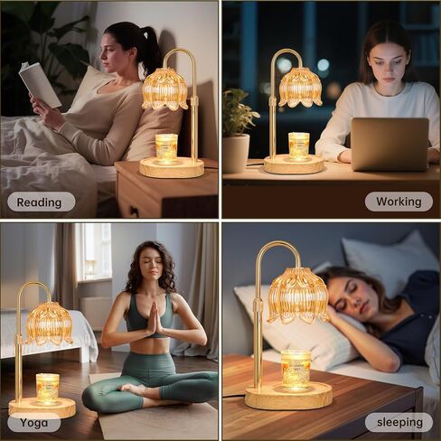 Flower Candle Warmer lamp with Timer Dimmer,Adjustable Height Candle Warmer,Fits All Jar Scented Candles,Christmas Gifts for Mom Women,Candle Lamp for Bedroom Home Decor,Flower Amber in Saudi Arabia