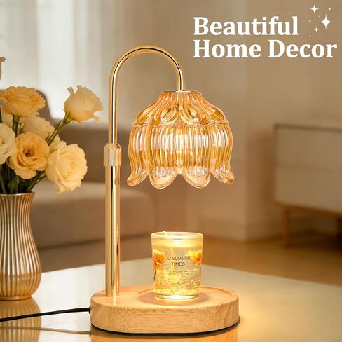 Flower Candle Warmer lamp with Timer Dimmer,Adjustable Height Candle Warmer,Fits All Jar Scented Candles,Christmas Gifts for Mom Women,Candle Lamp for Bedroom Home Decor,Flower Amber in Saudi Arabia