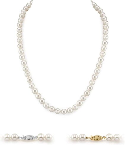 The Pearl Source 14K Gold AAAA Quality White Freshwater Cultured Pearl Necklace for Women in 24" Matinee Length in Saudi Arabia