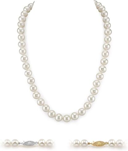 The Pearl Source 14K Gold AAAA Quality White Freshwater Cultured Pearl Necklace for Women in 24" Matinee Length in Saudi Arabia