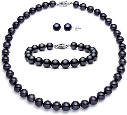 PremiumPearl Black Freshwater Cultured Pearl Set AAAA Quality in Saudi Arabia