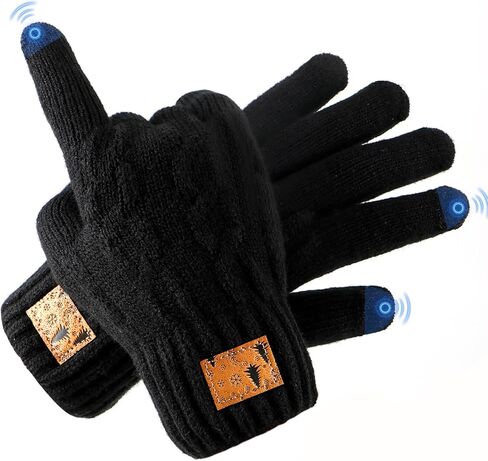 زوجان من قفازات الشتاء للرجال والنساء، قفازات شاشة تعمل باللمس مطورة، قفاز محبوك دافئ من الصوف الحراري للطقس البارد in Kuwait