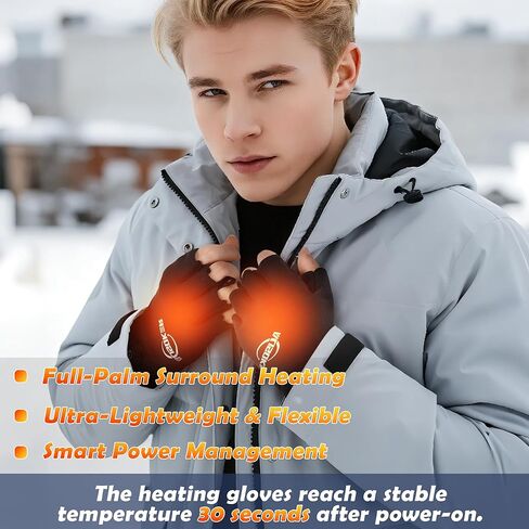 Winter Heated Gloves for Men Women Electric Fingerless Heated Gloves with Dual-USB Charging Cable for Typing Driving in Saudi Arabia