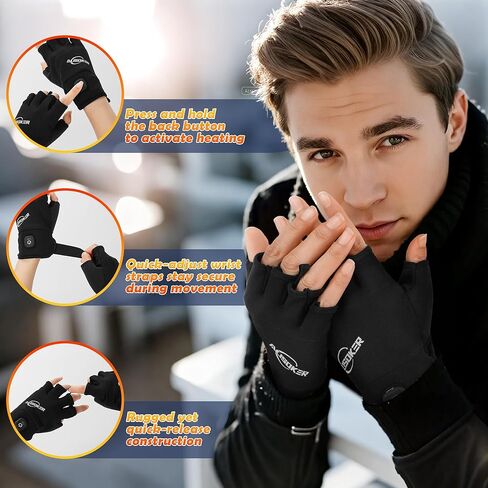 Winter Heated Gloves for Men Women Electric Fingerless Heated Gloves with Dual-USB Charging Cable for Typing Driving in Saudi Arabia