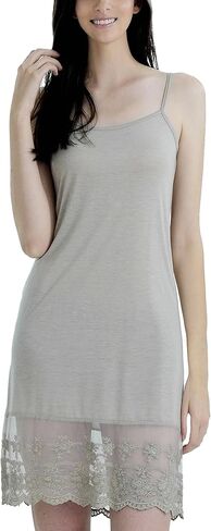 MELODY Women's lightweight layering lace ruffle knit full slip dress extender with adjustable straps in Saudi Arabia