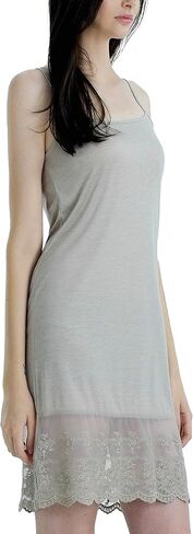 MELODY Women's lightweight layering lace ruffle knit full slip dress extender with adjustable straps in Saudi Arabia
