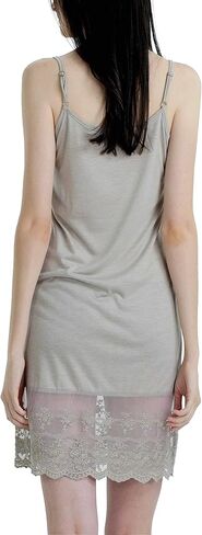 MELODY Women's lightweight layering lace ruffle knit full slip dress extender with adjustable straps in Saudi Arabia