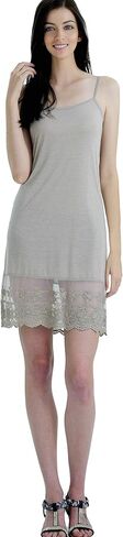 MELODY Women's lightweight layering lace ruffle knit full slip dress extender with adjustable straps in Saudi Arabia